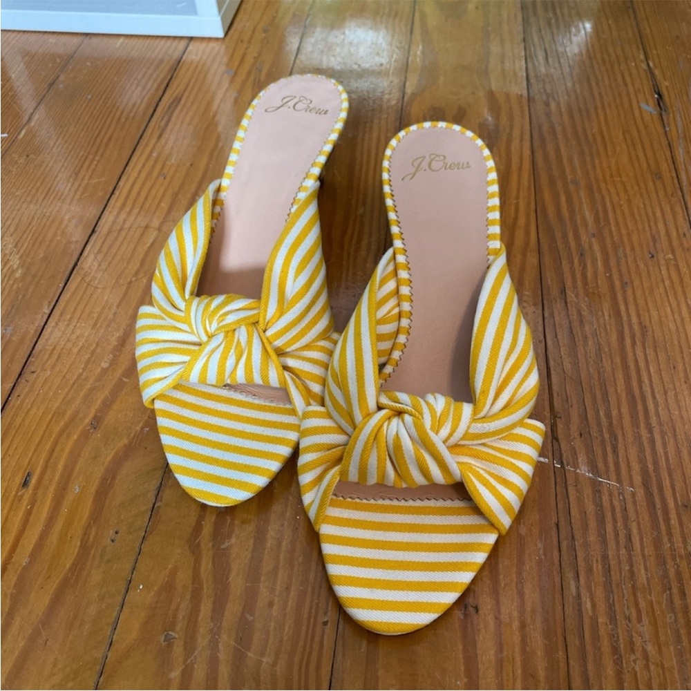 J.Crew Women's Yellow Striped Sandals 7 NEW